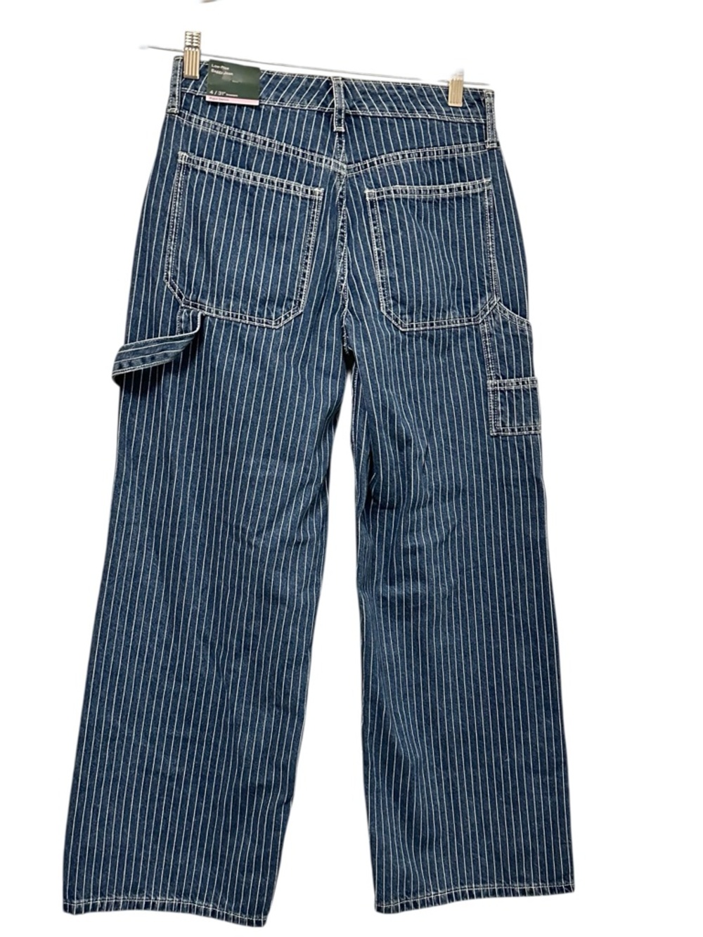 NWT Wild Fable Rigid Denim Low Rise Baggy Jeans Pinstripe Carpenter Size 4 - Picture 3 of 9